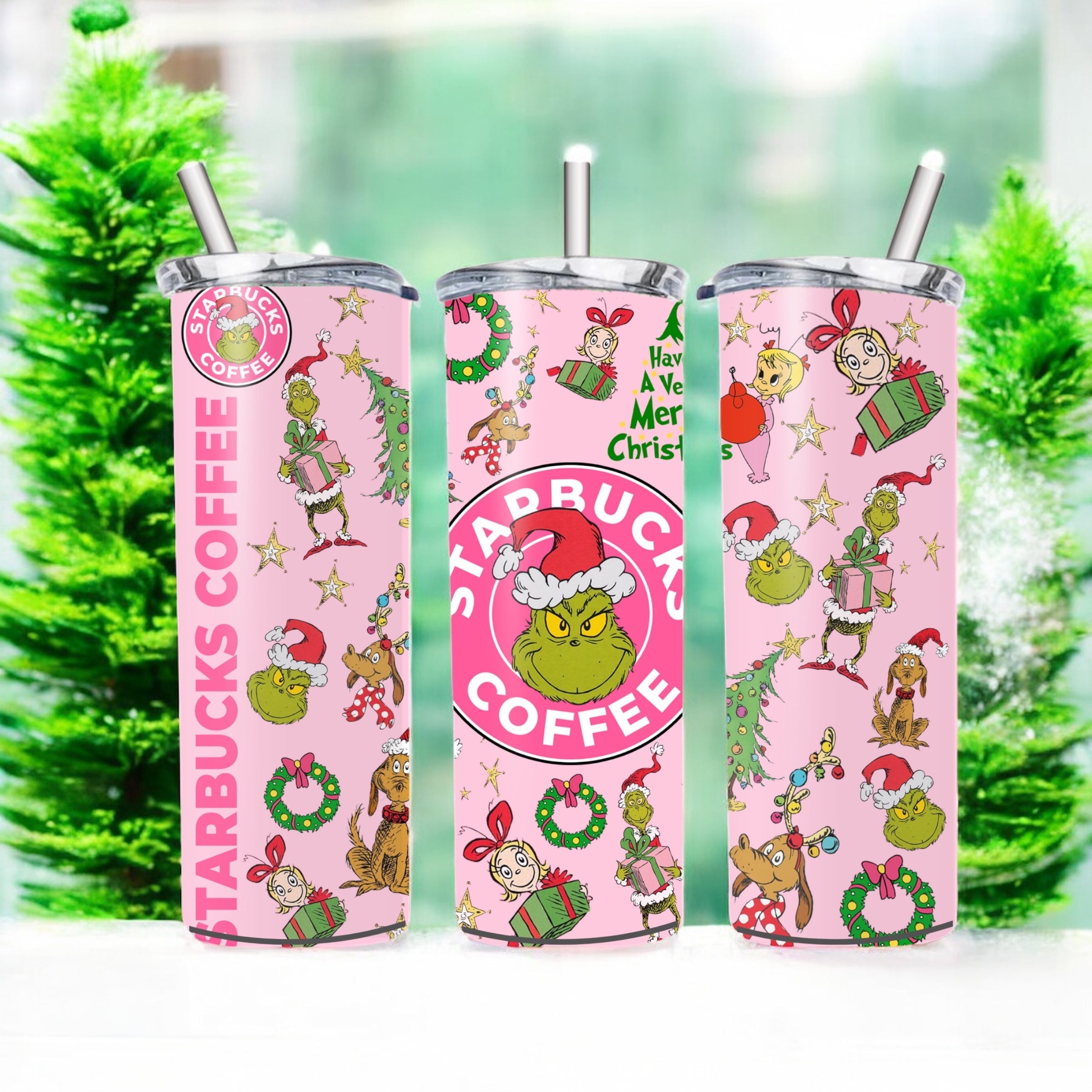Pink Christmas mean tumbler  20oz
