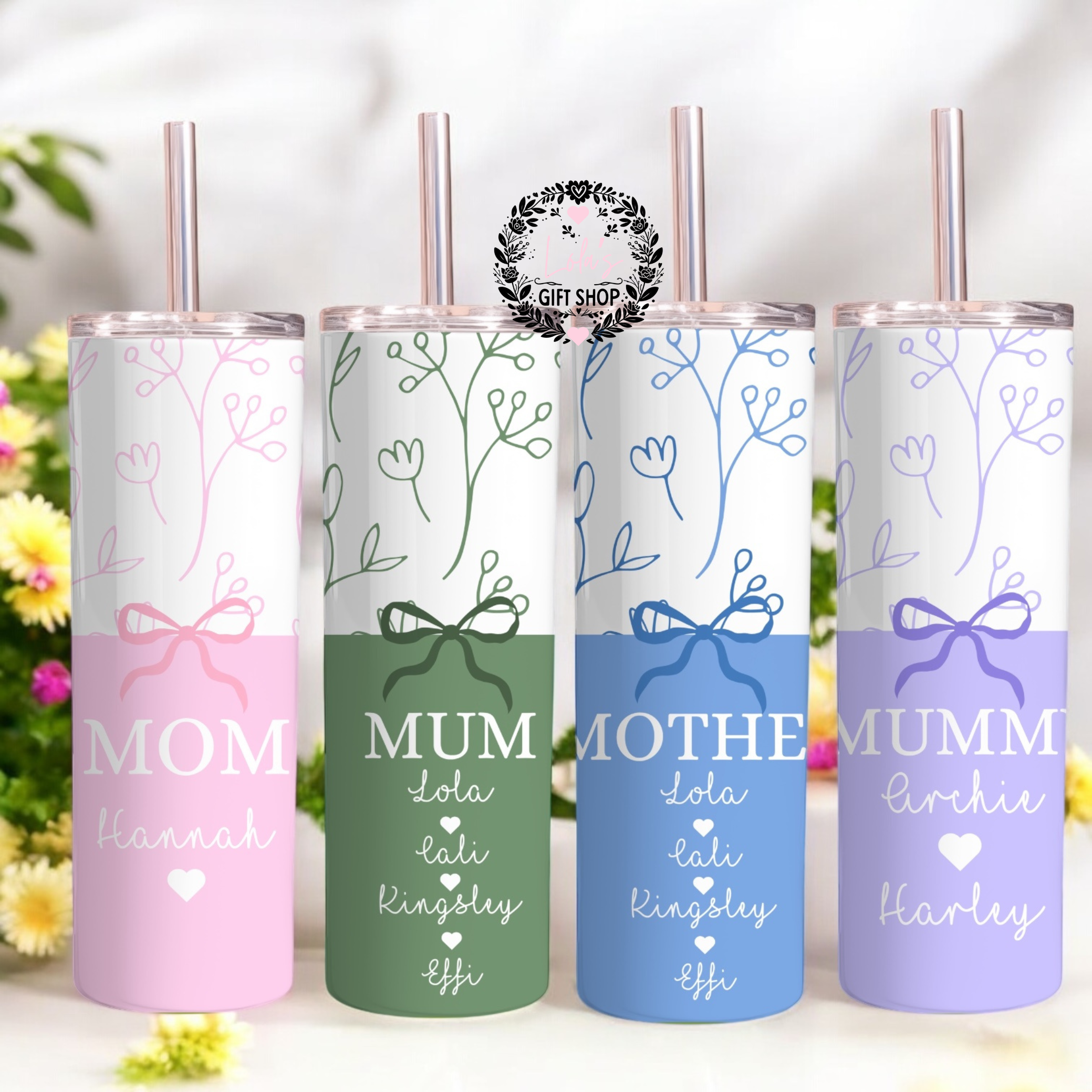 Personalised floral tumblers