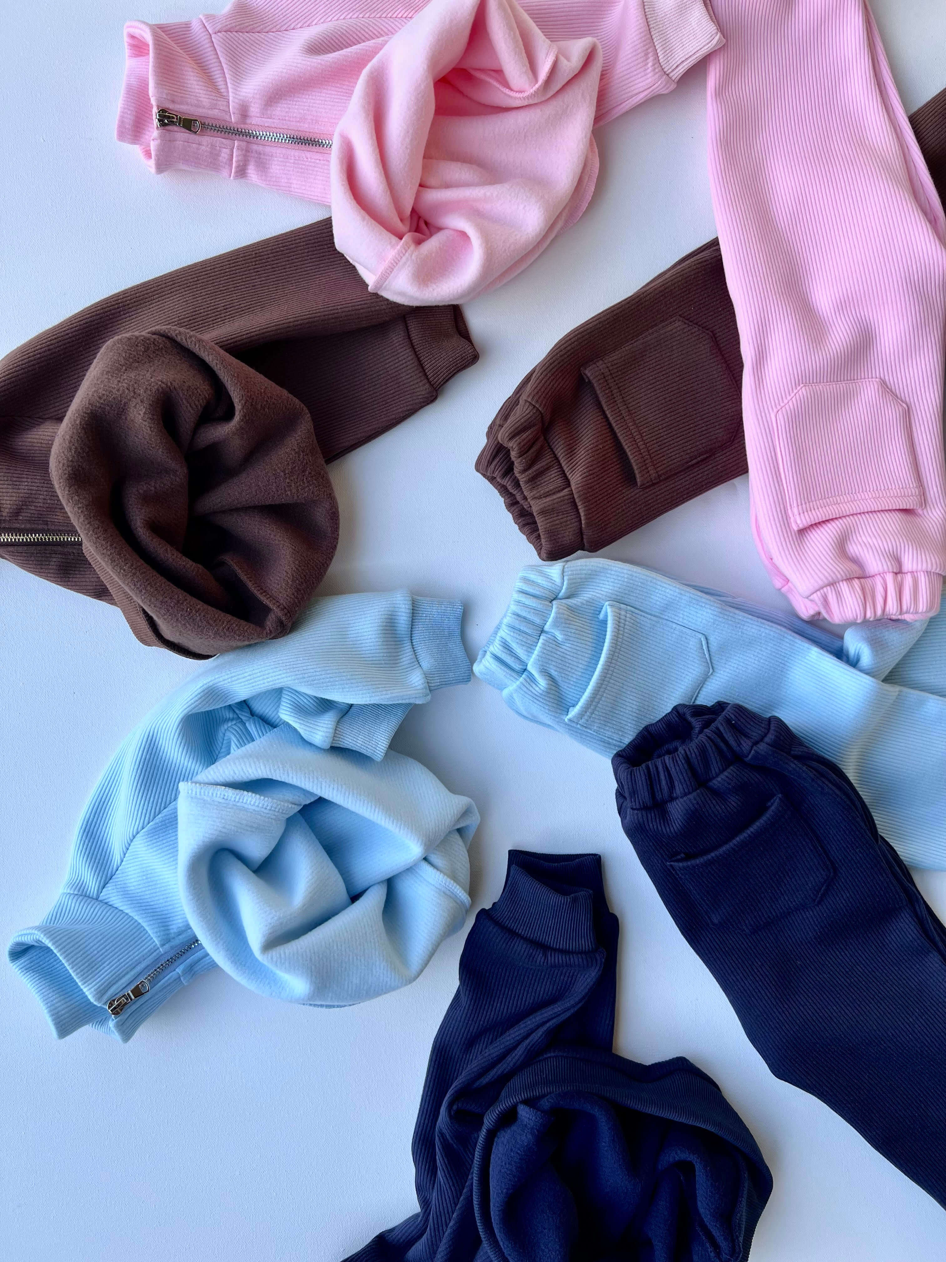 Frost Blue Children's Thick Ribbed Tracksuit